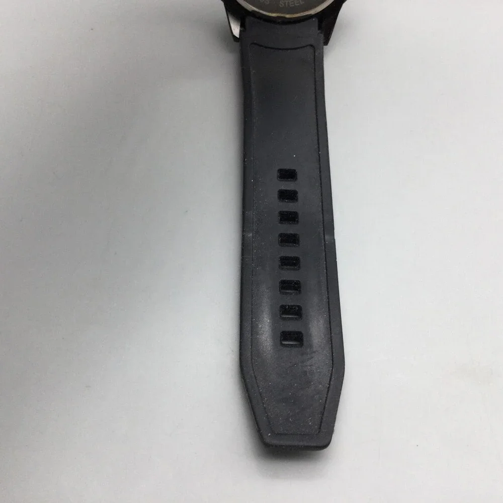 T5 Chronograph Watch Mens 44mm Black Dial Black Rubber Strap Date New Battery